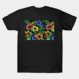 Beach Tropical Bouquet of Hibiscus Colorful Flowers T-Shirt